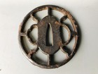 Y7143 Tsuba Iron Sword Guard Japan Samurai Katana Antique Koshirae Edo Vintage