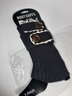 Gray Knit Boot Cuffs Button Trim Lace Accent Leg Warmers Womens New Winter Socks