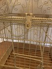 Vintage Metal Wire   Screen Bird Cage Ornate Antiqued Gold W hanger