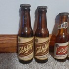 Lot 2 Pair Vintage Schlitz  Beer Bottle Salt And Pepper Shakers Brown Glass
