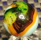 75  Jabo Marbles Heavy Av  On Robin Egg Blue -glass Swirl Toy Mint-