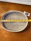 Pottery Barn Tava Handwoven Rattan Oval Small 10    W Serving Tray White Nwt Ob