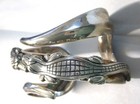 B  Kielselstein Cord Dual Alligator Sterling Cuff Bracelet Diamond Eyes 94 9 G