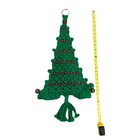 Vtg Large Macrame Mcm Christmas Tree Wall Hanging Green W  Red Wood Beads 29   