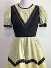 Vintage 1970s Square Dancing Dress  Circle Skirt Handmade Yellow Eyelet Lace