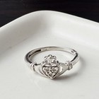 Vintage 925 Sterling Silver Diamond Irish Claddagh Ring Size 9 - 2g