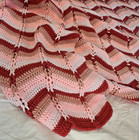 Handmade Crochet Granny Afghan Blanket Vintage Angled Striped Throw 72x74