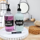 16oz Clear Glass Pump Bottles W  Black Pumps 2pk  Soap lotion Dispensers