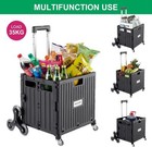 Foldable Utility Cart With Stair Climbing Wheels For Shop Trolley Storage Basket