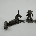 Vtg Lot Of 7 Spoontiques Pewter Miniture Figurines Unicorn Cowboy Bears Fisher