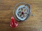 Vintage Metal Gyroscope Spinning Toy Spinning Top W  Plastic Stand And Box