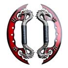11  Fantasy Dragon Dagger Knives Red Dual Blades Collectibles W  Wooden Stand