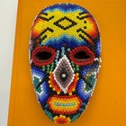 Huichol Mexican Folk Art Hand Crafted Beaded 4    Masks Set Of 2-mounted To Hang