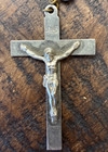 Vintage Catholic Rosary Gray Prayer Beads Silver Crucifix From Mexico