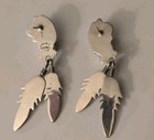 Vintage Taxco Sterling Navajo Style Onyx Feathers Earrings Tb 117 Southwestern 