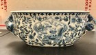 Vintage  Blue White Chinoiserie Chinese Porcelain Footbath Planter