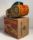 Rare  Vintage Marx Tin Litho Wind Up Sparkling Tank With Box  Both Excellent   
