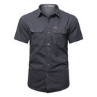 Mens Work Shirts Military Short Sleeves Air Force Army Cotton Casual Shirts Tops