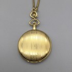 Majesti Pocket Watch Gold Tone Quartz Roman Numerals Date Hunter Case Chain Fob
