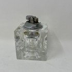 Vintage King Star Hand Cut Crystal Table Lighter Cube Mid Century Modern Korea