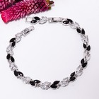 Black Onyx  White Topaz 925 Sterling Silver Adjustable Bracelet 7-8  B141348