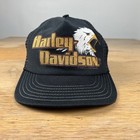 Vtg 80s Harley Davidson 3d Emblem Eagle Snapback Mesh Trucker Hat Distressed
