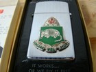 1974 Vintage Zippo Slim Lighter Vietnam War Era 35th Armored Division Crest Nib 