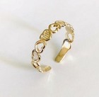 Women s Heart Toe Ring Solid Metal 925 Sterling Silver 14k Yellow Gold Plated