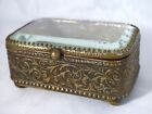 Antique French Napoleon Iii Era Beveled Glass Miniature Jewelry Casket  Box  