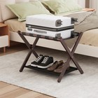 Foldable Brown Bamboo Luggage Rack - Suitcase Stand With Storage Shelf  Easy Ass