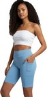 Womens Solid Biker Shorts With Pockets Workout Biking Yoga Running Bermuda Short