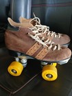 Vintage Dominion Marathon Made In Canada Brown Suede Roller Skates Size 8