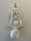 Vintage 1970s White Macrame Hanging Owl