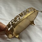 Vintage Gold Tone Filigree Vanity Tray Ornate Floral Footed Jewelry Trinket 6 