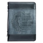 Bible Cover New Black Large Be Strong Lion Joshua 1 9 Fits 9 5 8 X 6 7 8 X 1 3 4