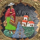 Ecuador Copper Souvenir Plate Colorful Anden Folk Art Decor Cultural Home Accent