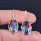 Oyster Copper Turquoise Gemstone Solid 925 Sterling Silver Drop Dangle Earrings