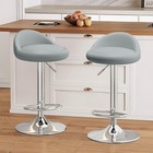  Bar Stools Set Of 2  Pu Leather Swivel Adjustable Bar Chairs With Low Back