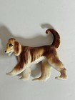 Vintage Mcm Miniature Brown   White Afghan Dogs Porcelain Figurine Lot Of 3
