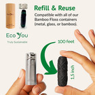 Charcoal Bamboo Floss In Bamboo Holder With 4 Floss Refills   Organic   Vegan