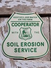 Vintage Soil Erosion Service Porcelain Sign Old Us Interior Farm Water Shield