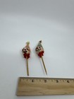 Set Of 2 Vintage Clown Head Cupcake Picks Cake Toppers Spun Cotton Felt Party