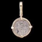 Atocha Sunken Treasure Jewelry - Small Silver Coin Pendant W 14k Gold Frame