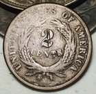 1864 Two Cent Piece 2c Civil War Date Large Motto Us Copper Coin Cc22925
