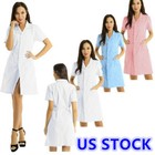 Women s Scrub Lab Coat Doctor Nurse Uniform Dress Hospital Medical Work Coat