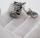 Vintage Italian Handmade Genuine Silver Flower Cart Figurine Solid Miniature
