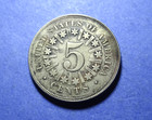 1867 With Rays Shield Nickel  Vf