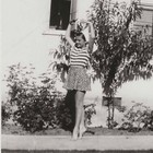 Vintage Snapshot Photo Backyard Ballerina Dancer Pose B w Vernacular
