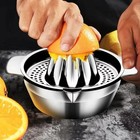 Stainless Steel Citrus Juicer   manual Hand Press Lemon Squeezer W Bowl   Strainer