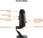 Logitech Creators Blue Yeti Usb Microphone With Blue Vo ce  4 Pickup Patterns